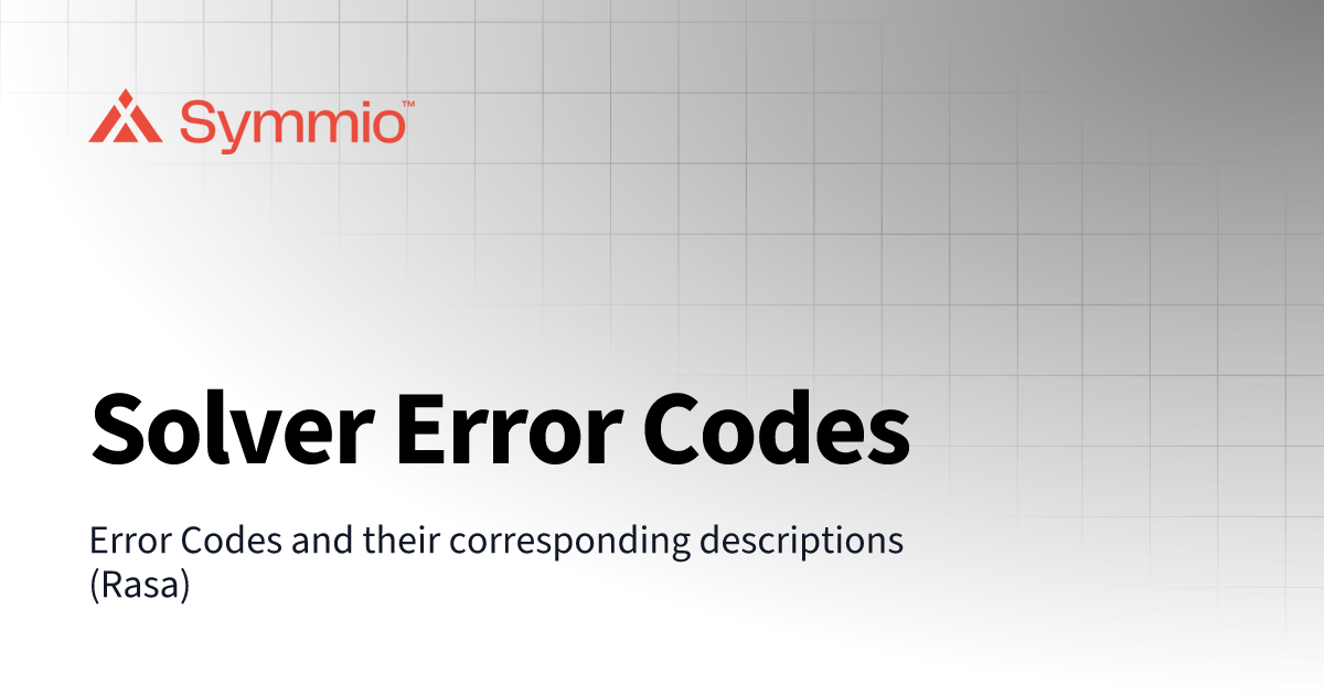 Solver Error Codes | SYMMIO Protocol Gitbook